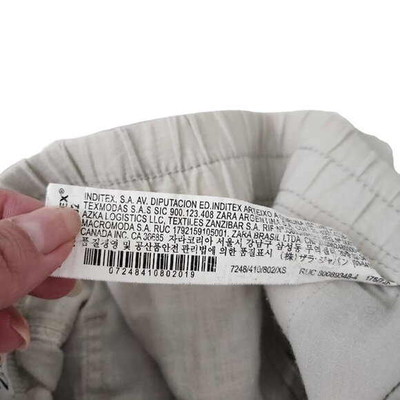 Zara Joggers Womens XS Cream Liken High-Rise Drawstring Lightweight Pants Beach - Picture 8 of 12